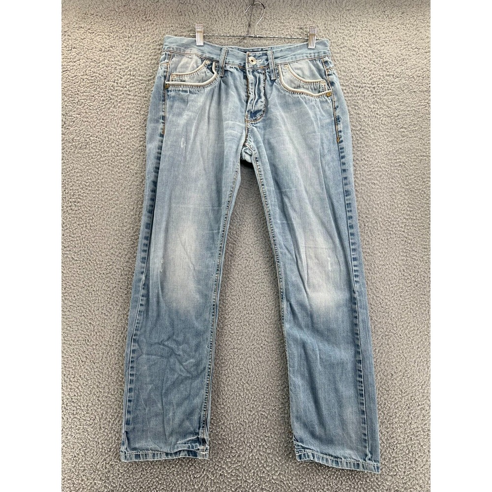 CIPO &‎ BAXX Jeans Men 31x30 Straight Leg Blue Grunge Button Fly Goth Y2K Turkey
